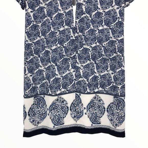 Lulus Taj Mahal Tour Blue Print Shift Mini Dress size XS Short Sleeve Cutout - Picture 8 of 13